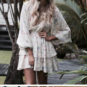 NWOT Steele Le Bloom Yellow Longsleeve Dress SMALL